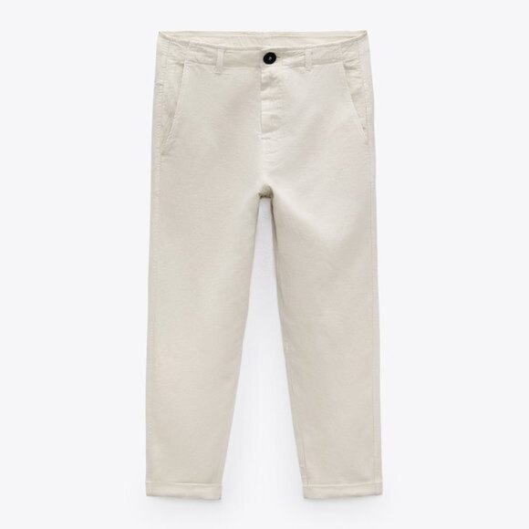 Cream Zara Linen Blend Pants (NWT) - Picture 7 of 10